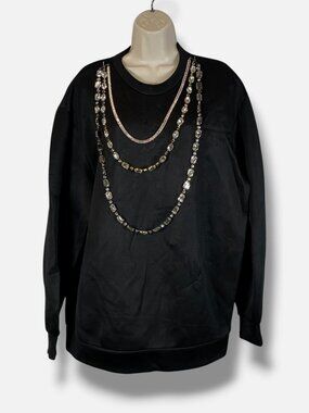 Dolce&Gabbana Italy Women's Black Oversized Embellished Chain Sweater Size S